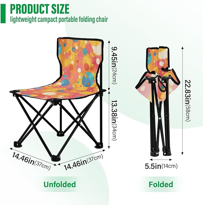 Blue Dots Portable Camping Chairs Folding Chair - Durable Oxford Fabric Lightweight Iron Frame Easy Fold Design - Ideal for Outdoor Activities Camping Fishing and Travel