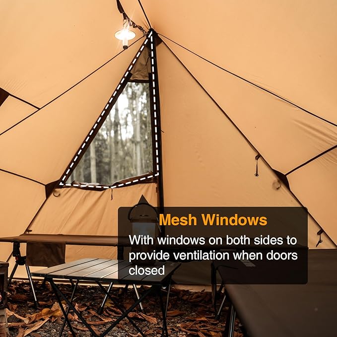 OneTigris ASH Canopy Hammock Hot Tent Spacious Waterproof Windproof 4 Season Tent with Poles for Camping Hiking Bushcrafting Survivalist Car Trips