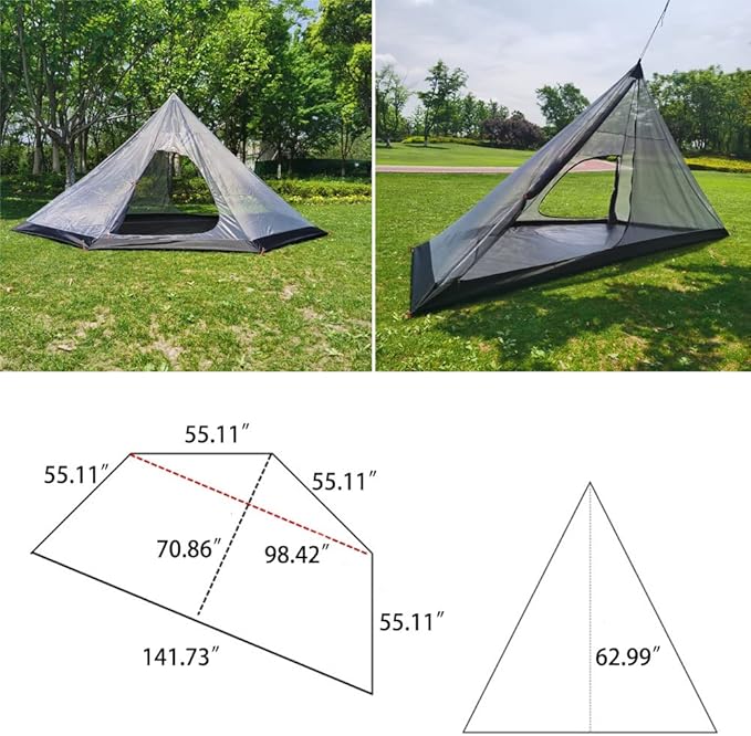 Inner Mesh with Bathtub Bottom for Tipi Hot Tent Mosquito Net for Camping Bed for Travel Outdoor Netting Cover Lightweight Mesh