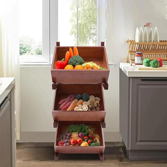 for Fruit and Vegetable Storage Rack 5-Tier Pull-Out Snack Stand Fruit Basket Stand