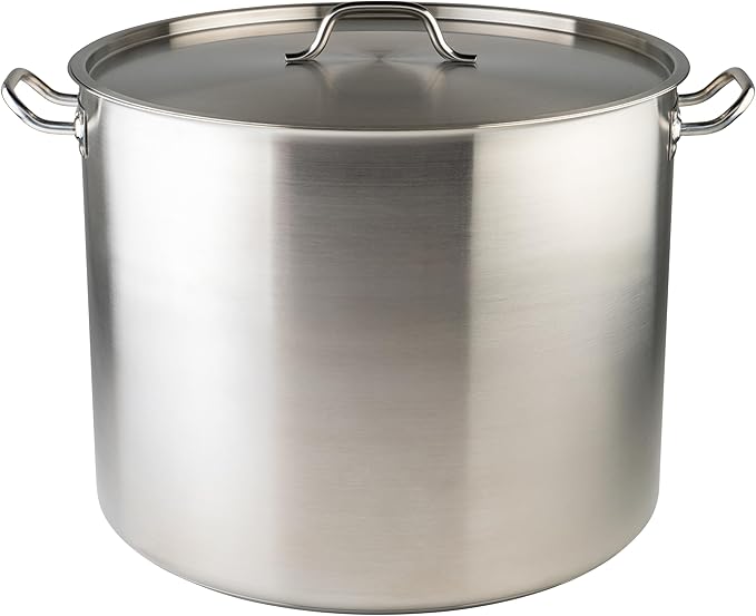 Winware Stainless Steel 80 Quart Stock Pot with Cover Silver