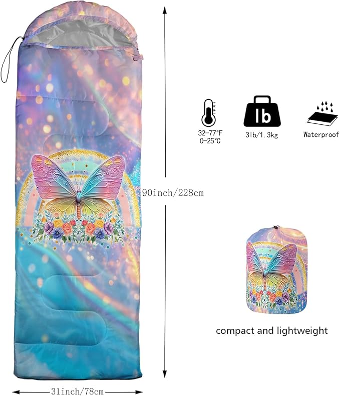 Print sleeping bagsleeping bagsOutdoor Camping Sleeping BagSuitable For Children Boys And Girls PortableWaterproofCompact And LightweightGreat For Outdoor CampingBackpacking And Hiking