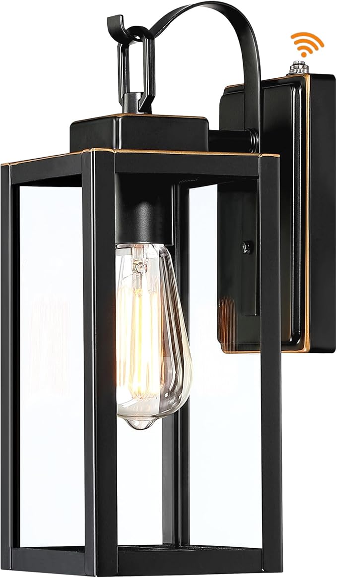 GRUENLICH Dusk to Dawn Outdoor Wall Lantern Wall Sconce for Porch Lighting Fixture E26 Base Max 60W Metal Housing Plus Glass Oil Rubbed Bronze Finish Bulb Not Included 1-Pack