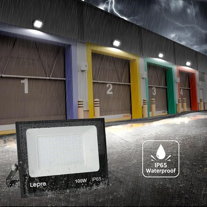 Lepro 100W Outdoor LED Flood Lights 5000K 10000 Lumens Super Bright for Yard Garden Driveway Pool Parking Area Playground Outside Floodlight Fixture (watts 100)