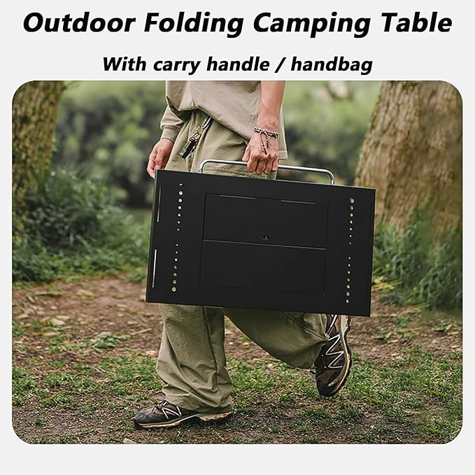 Outdoor Folding Camping Table Ultralight Aluminum Camp Table with Carry Bag Outdoor Barbecue Cook for Car Camping Picnic RV Trip Patio Backyard
