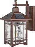 Solar Powered SconceBlack Porch Light Dusk to Dawn Outdoor Solar Wall LightsWaterproof Exterior Lights for Patio Yard House Hallway Doorway Garage (Bronze Medium-1 Pack)