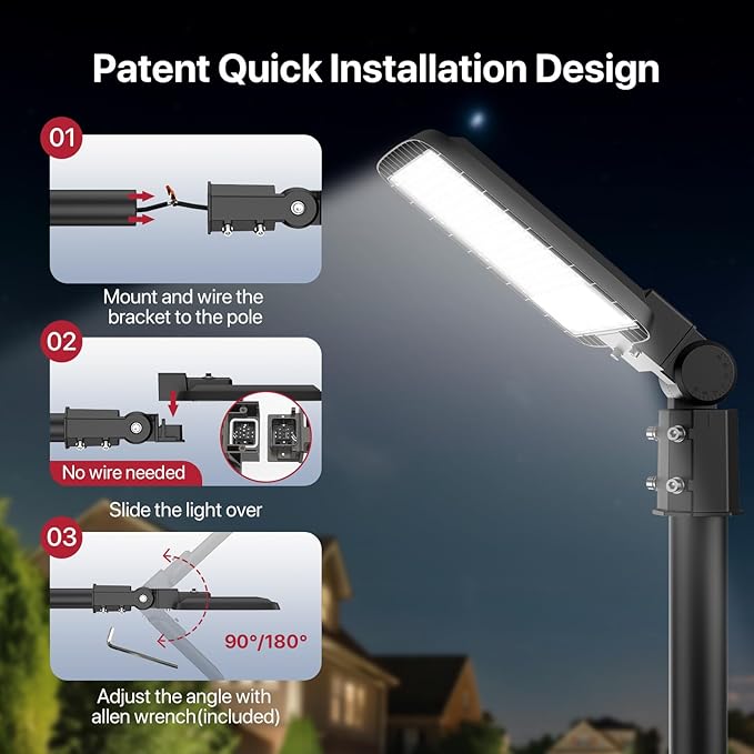 200W LED Parking Lot Lights Outdoor 120V Parking Lot Lights Dusk to Dawn Pole with Slip Fitter UL Listed 5000K IP65 Waterproof Outdoor Commercial Area Lighting LED Shoebox Light for Roadways Yard