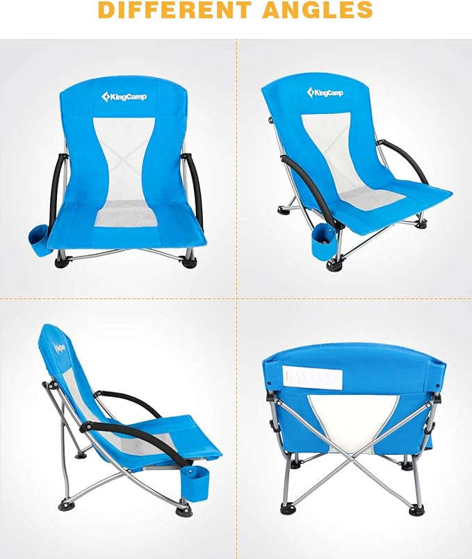 KingCamp Low Seat Beach Chair Outdoor Camping Folding Chair with Cup Holder 3 Colors
