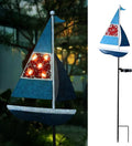 Solar Garden Lights Sailboat Stake Decor-Yard Outdoor Statue Decorations Waterproof 5 LED Metal Landscape Lighting Flower BedPondYardLawn Gift for Mom Grandma Women