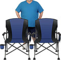 2 Pack Oversized Folding Camping Chair for Adults Supports 450 LBS Camping Chairs Heavy Duty Camping Chair with Side Pockets Foldable Outdoor Chair for Camping Beach Fishing Hiking Blue-Black