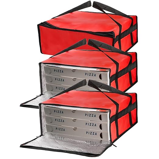 ZEAYEA 3 Pack Pizza Bags for Delivery 20 x 20 x 6 Insulated Food Delivery Bag for Carry Hot or Cold Reusable Grocery Shipping Bags Insulated Pizza Warmer Bag for Food Transport Catering