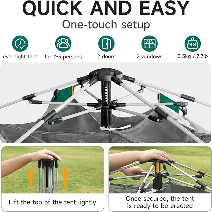 SAN LIKE Camping Tent 2/3/4 Person Instant Easy Pop Up Tents for Camping Lightweight Backpacking Tent Automatic Family Easy Set Up TentPortable Dome Tent for Camping Hiking Traveling