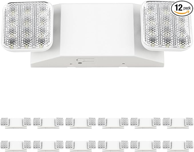Sunco 12 Pack LED Emergency Lights Commercial Lighting for Business Power Outages Offices with Backup Battery (90 Minutes) Wall Mount Hard Wired 120-277V Fire Resistant (94V-0) UL