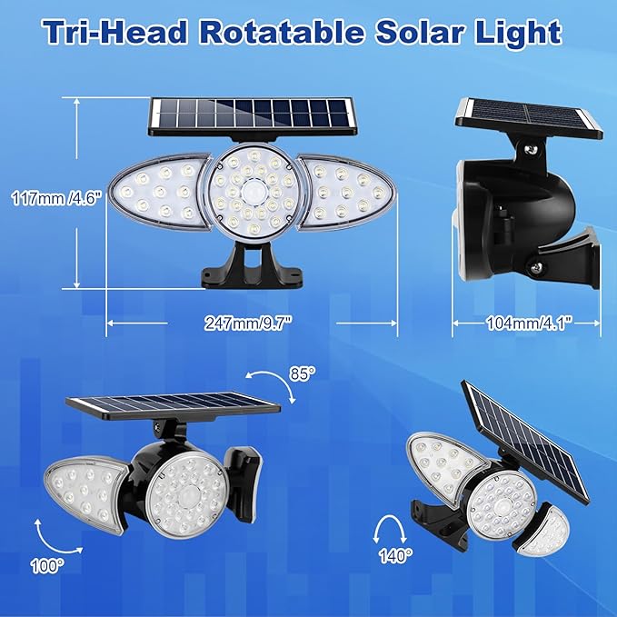 EMANER Solar Motion Lights Outdoor | Remote Control Brightest Flood Light Outside Dusk to Dawn Waterproof Solar Security Spot Lights 5 Modes for House Wall Mount Backyard Garden 2Pack
