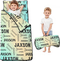 Personalized Name Toddler Nap Mat for Daycare Preschool Kindergarten Customized Kids Sleeping Bag with Pillow and Blanket for Girls Boys Custom Name Monogrammed Nap Mats for Toddlers