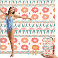 Beach Blanket Sandproof Waterproof 79 X 79 Oversized Outdoor Picnic Blanket Large Sand Free Beach Mat Lightweight Foldable Mat for Travel Camping Festival (Orange Floral Shore)