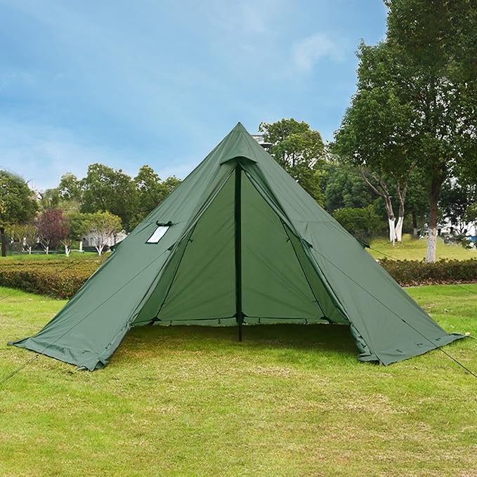 Hot Tent with Stove Jack and Snow Skirt 6.89~8.53ft Standing Room 2~5 Person Tipi Tent for Family Hiking Fishing Hunting Backpacking Camping