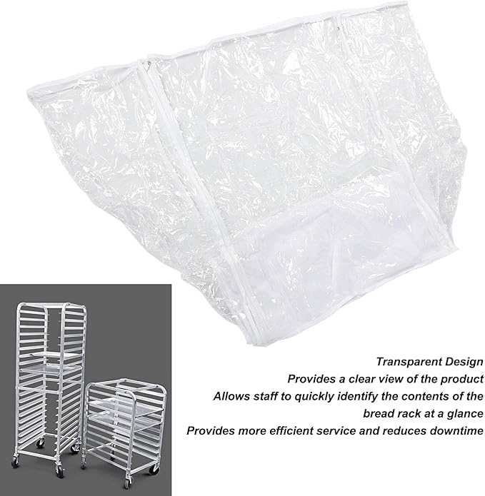 Sheet Pan Rack Cover Transparent Foldable PVC Foodservice Bread Rack Cover for Home Kitchen Restaurant (20 Tier)
