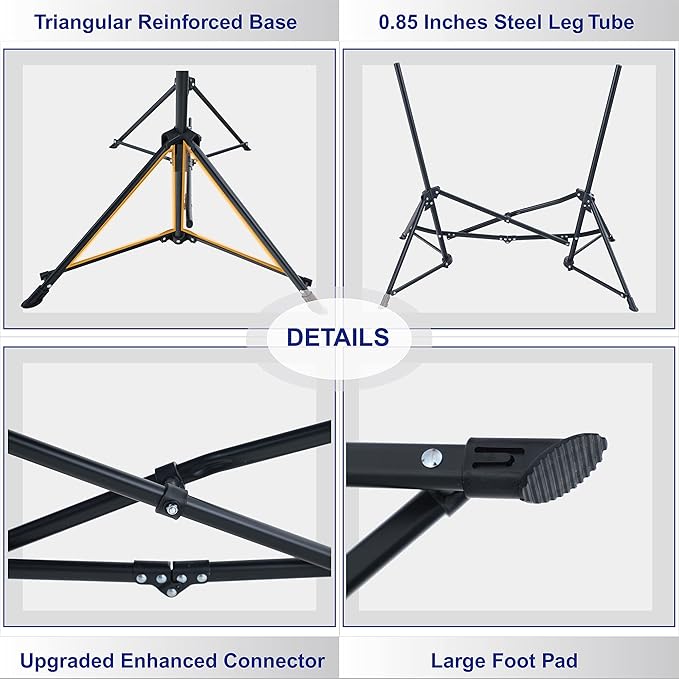 LET'S CAMP Hammock Chair Portable Camping Chair Oversized Folding Rocking Chair with Headrest and Cup Holder for Travel Picnic Patio Fishing Supports 300lbs