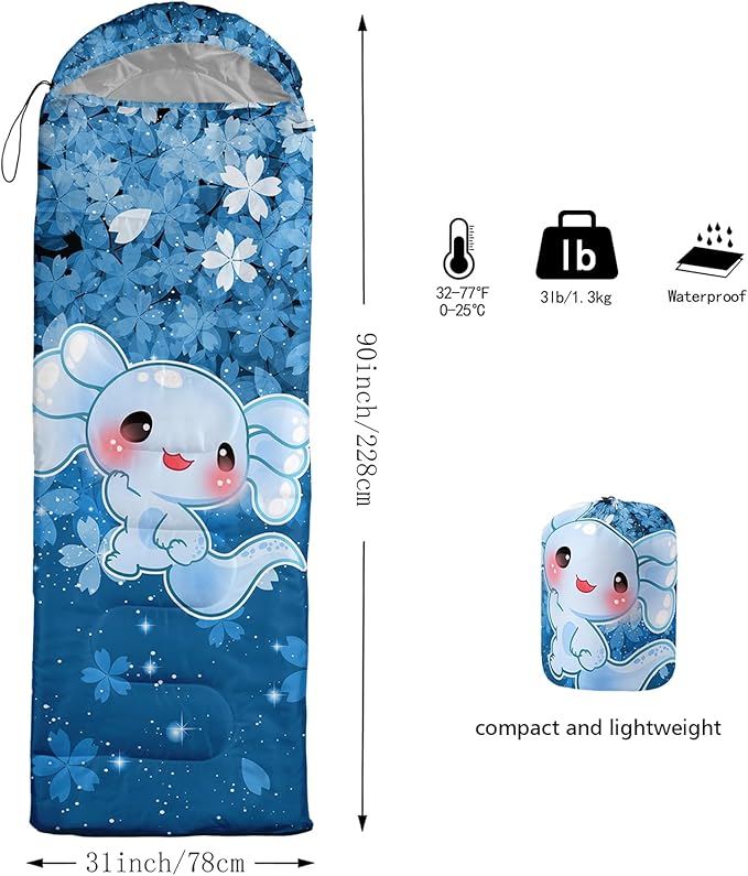 QOOMO Camping Sleeping Bags3 Season Warm &amp Cool WeatherLightweightWaterproof Sleeping Bags for Adults &amp KidsTravelingand OutdoorsCamping Gear Equipment