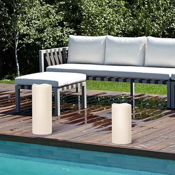 Large Solar Candles Outdoor Waterproof Outdoor Candles Rechargeable for Lanterns Large Solar Lanterns Flickering for Garden Camping Patio Home Decor Dusk to Dawn (2Pcs4 D×8/10 H)