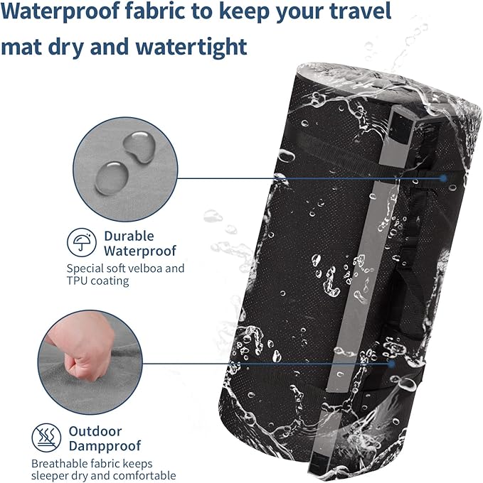 Memory Foam Camping Mattress PadPortable Roll Up Sleeping Pad for FloorCamping Car|Twin Single Kid Cot Outdoor Guest BedRemovable Waterproof Cover Travel Bag