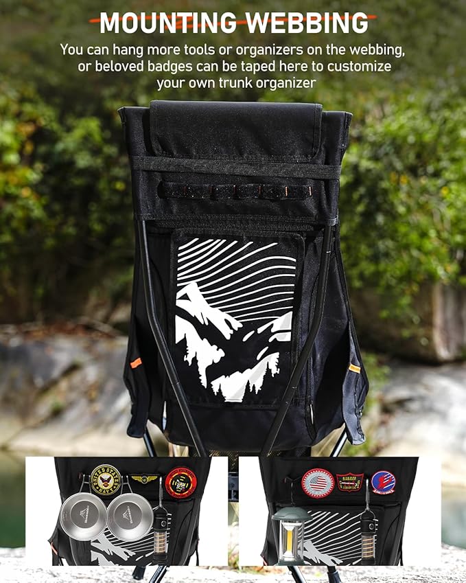 NOVSIGHT Camping Chairs - High Back Camping Chair with Adjustable Headrest and Feet Lightweight Aluminum Frame Breathable Mesh Folding Portable Camp Chair for Outdoor Hiking Beach Picnic
