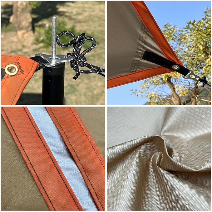 19x14 ft Large Camping Tarp Outdoor 8 Person Shelter Camping Awning (Without Tarp Pole)