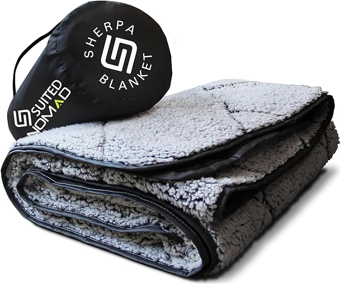 SUITEDNOMAD Large Waterproof Outdoor Stadium Blanket Windproof and Warm Extra Thick Fleece or Quilted Sherpa Great for Cold Weather Camping Picnic Sports Festivals