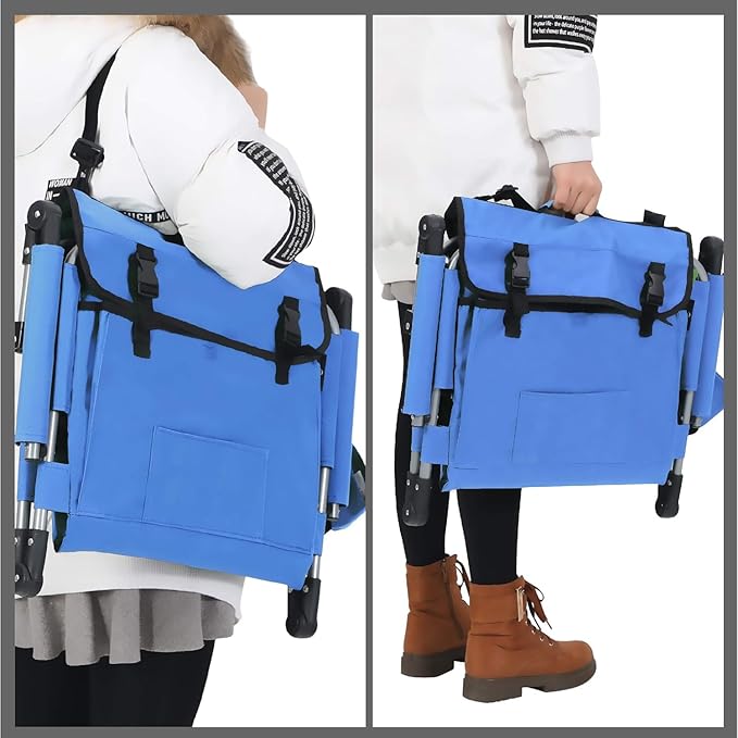 ALPHA CAMP Stadium Seat Padded Chair for Bleachers with Back&amp Arm Rest Blue2PC