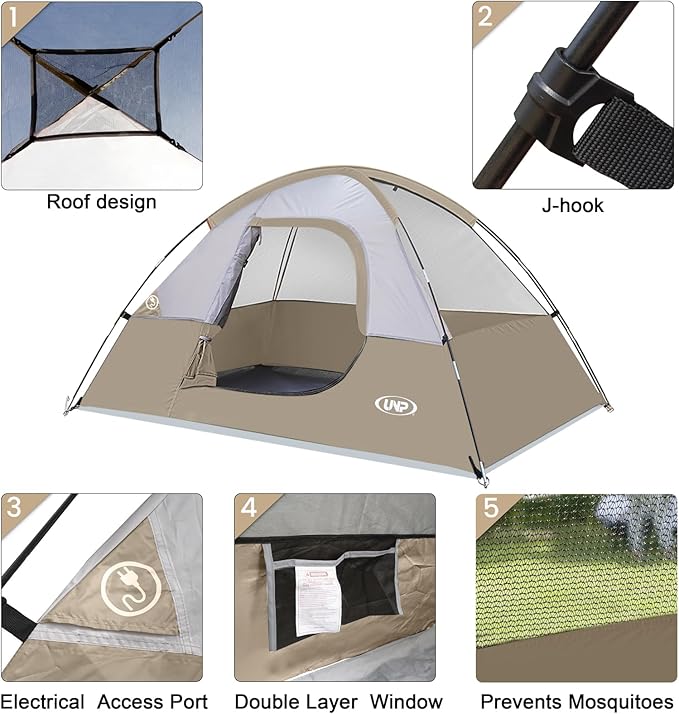 Camping Tent 2-4 Person Waterproof Windproof Tent with Rainfly Easy Set up-Portable Dome Tents for Camping…