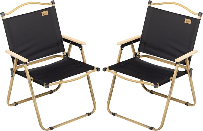 2 Pack Folding Camping Chair Lightweight Portable Beach Chairs Armchairs Perfect for Festivals Fishing Picnic and Hiking Black