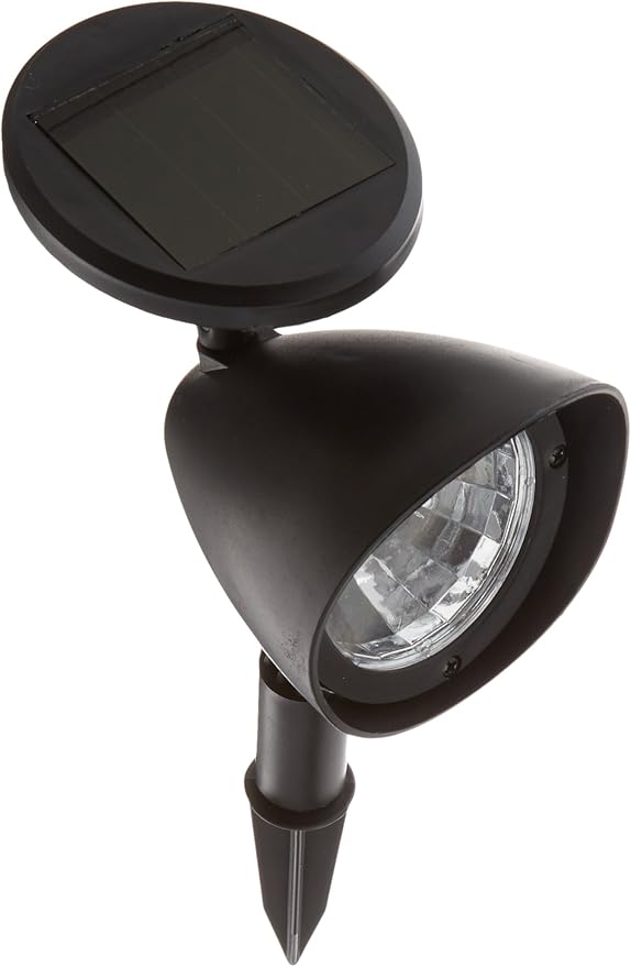 Solar Powered Lights (Set of 4)- LED Outdoor Stake Spotlight Fixture for Gardens Pathways and Patios by Pure Garden Black