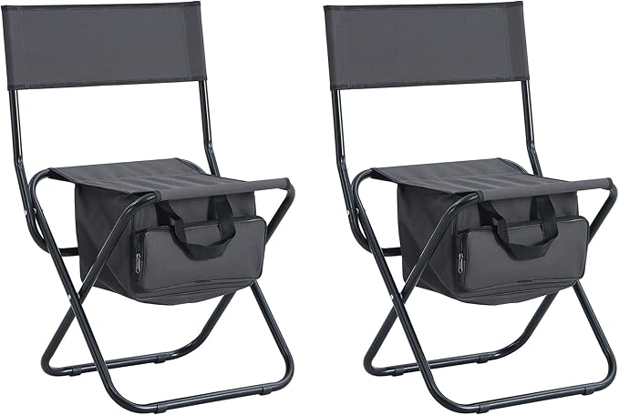 2-Piece Folding Outdoor Chair with Storage Bag Portable Chair for Indoor Outdoor Camping Picnics and FishingGrey