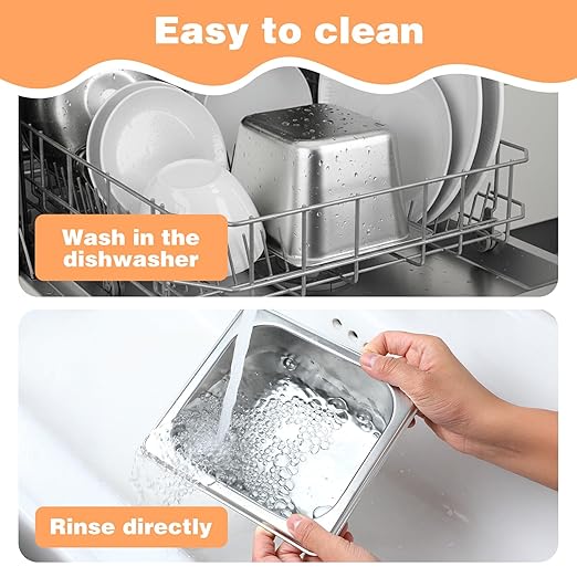 6 Pack Hotel Pans 1/6 Size 4 Deep Steam Table Pan Stainless Steel Hotel Pans for Buffet Restaurants Catering