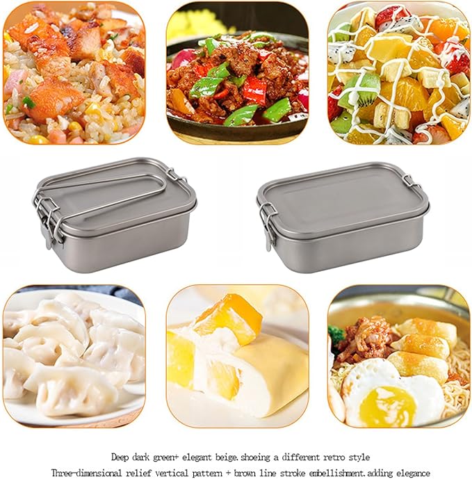 1200ml Titanium Lunch Box with Leak-Proof Lid Camping Cookware Lightweight Outdoor Cooking Pan for Backpacking Hiking Picnic &amp Travel Durable (1200ml without handle)