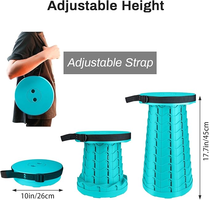 Hesanzol Portable Telescoping Stool Retractable Folding Stool for Camping Garden Fishing Hiking Travel BBQ Adjustable Collapsible Stools Max Load 400lbs