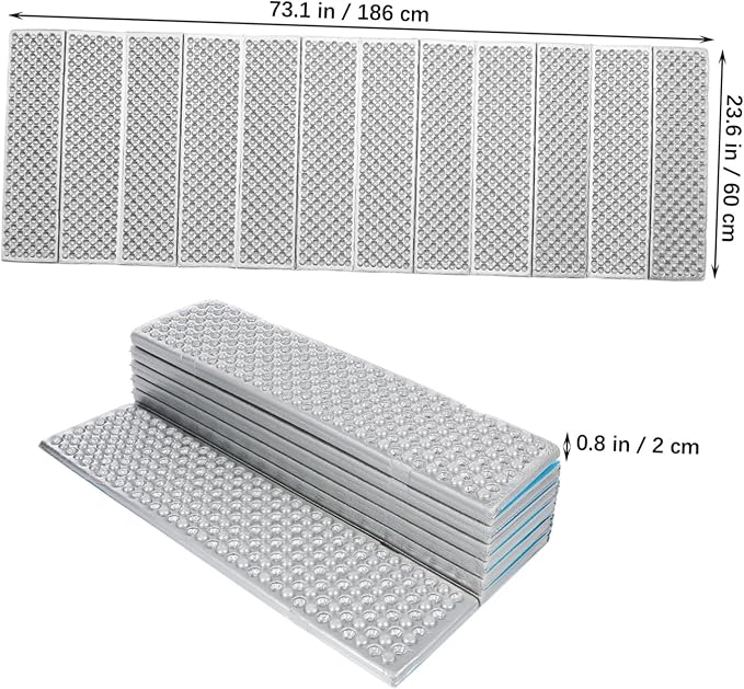 Toyvian Folding Camping Mat 186x60cm Blue Egg Crate Insulated Sleeping Pad Portable Thermal Foam Pad for Outdoor Backpacking and Hiking