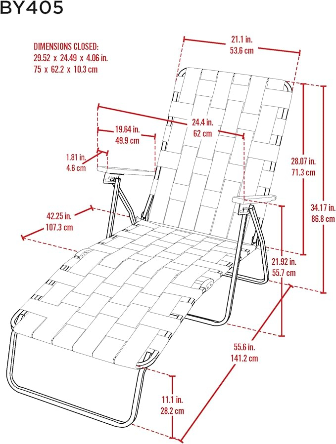 Camp &amp GO 4-Position Folding Web Lawn Chair Outdoor Lounger Multi