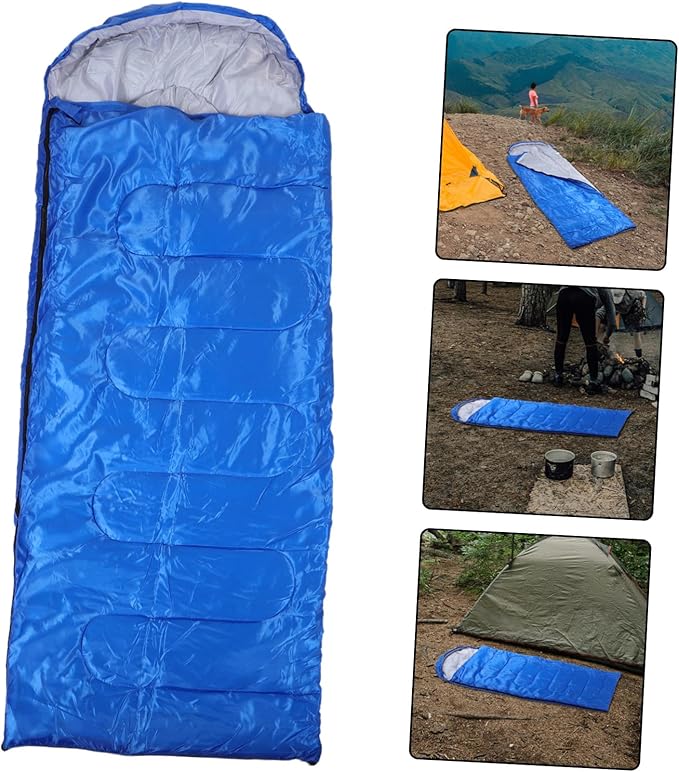 Outdoor for Adults Lightweight Warm Camping Bag with Hollow Cotton Filling Polyester for Backpacking Hiking and Outdoor Blue Envelope Design