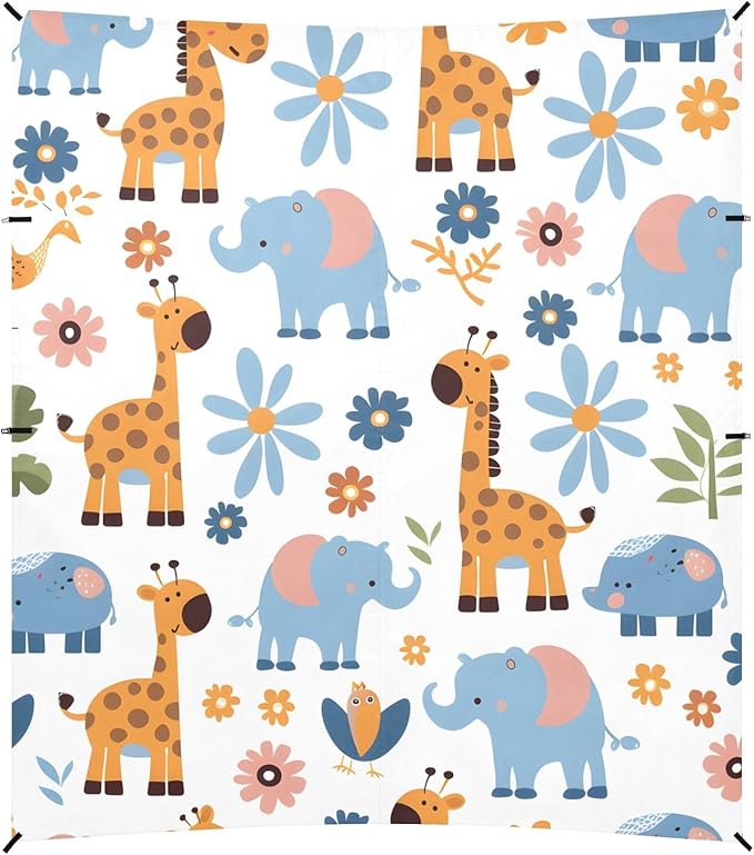 Giraffes Elephants Camping Sun Shelter Beach Tent Portable Beach Sun Shade Outdoor Canopy for Camping Trips Fishing Picnic