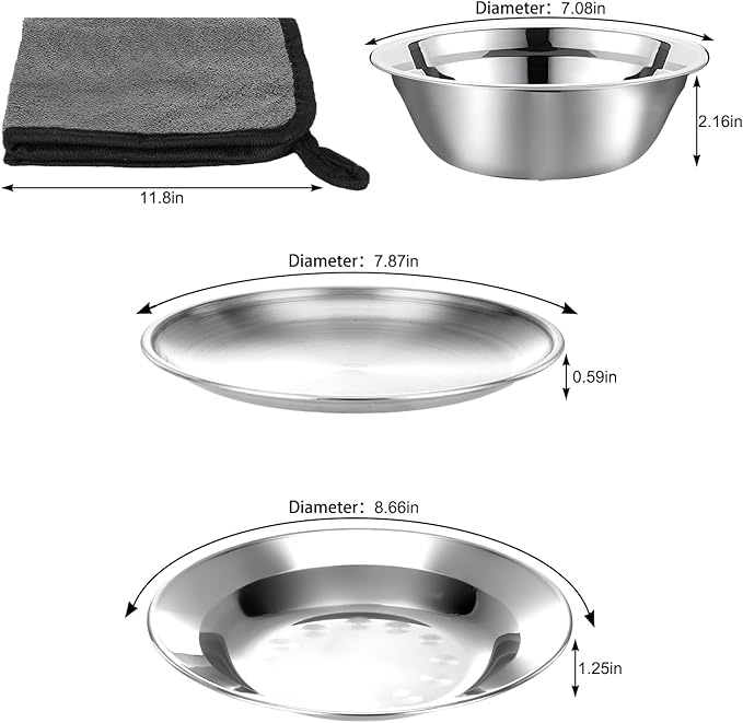 Camping Mess Kit - 1 to 2 persons Camping Dishes includes Cups Bowls Knives Forks Spoons Camping Dinnerware Set Camping Cooking Utensils Accessories Plates Dinnerware Set