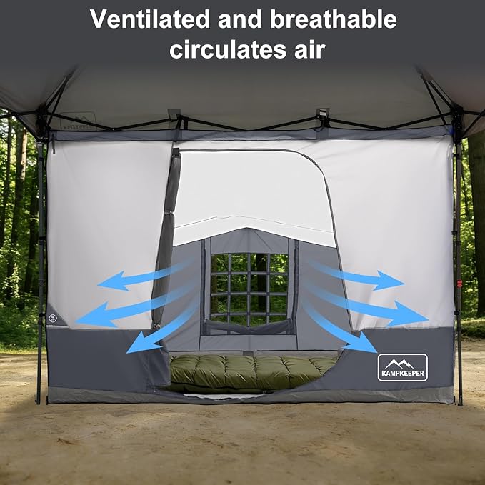 KAMPKEEPER Canopy Side Tent Camping Canopy Tent for 10x10 Pop Up Canopies Cube Tents Gazebo Room Compatible with 10' Wide Canopies(Canopy Not Included)