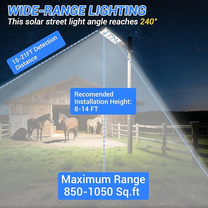 2 Pack Solar Lights Outdoor IP65 Waterproof Solar Street Motion Sensor Lights with Remote Control 8000K Dusk to Dawn LED Security Flood Outdoor Light Wide Angle Range for Yard Garage Porch Farm
