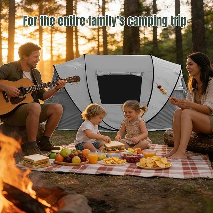 Instant Pop Up Camping Tent 4-6 Person TentsAutomatic Set Up Tent in 3 SecondsWaterproof Sunshade Family TentPortable Lightweight Dome Tent for Outdoor CampingHikingTravel &amp Beach