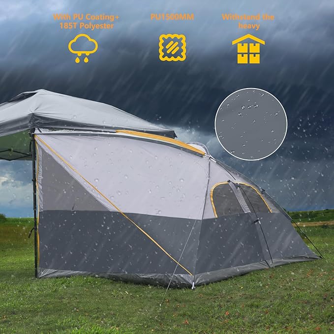 UNP Camping Canopy - Inner Tent - Side Tents - SUV Camping Cube for 10' x 10' Pop Up Canopies (Canopy Pole/Shelter NOT Included) (Grey-Side Tent)