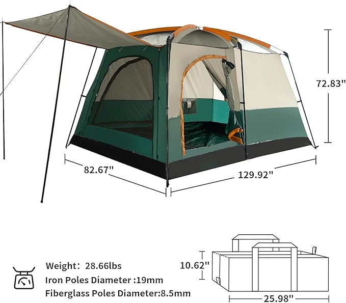 Camping Tent Easy Setup 1-2-8-10 Person Waterproof and Portable Tent for Camping Hiking Outdoor