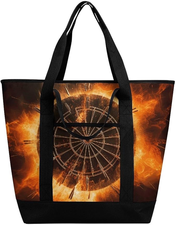 Insulated Shopping BagLarge Reusable Cooler Bags Dart Board Printed Foldable Shopping BagTravel Waterproof Shoulder Bag