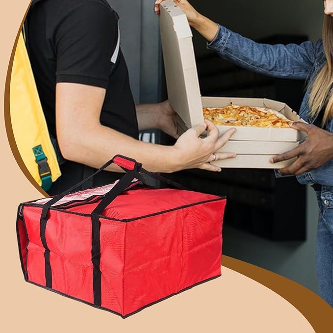 pistro Insulated Pizza Delivery Bag 60x60x35cm (24x24x14in) with Aluminum Foil Layer Reusable Oxford Cloth Picnic Carrier
