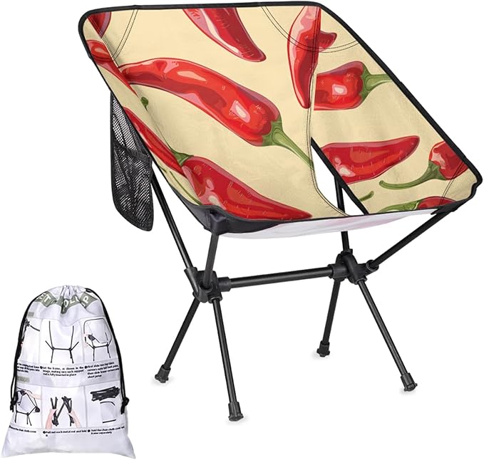 Honeybaby Folding Camping Chair Red Pepper Camping Chairs Lightweight Portable Chair Outdoor Foldable Chairs for Camping Travel Picnic Beach Hiking